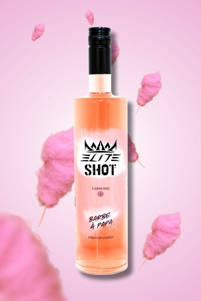 Bouteille Elite Shot saveur  barbe à papa – liqueur produite à Tahiti