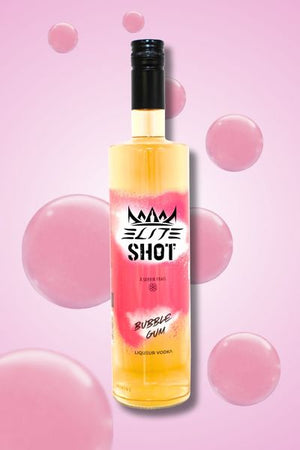 Bouteille Elite Shot saveur bubble gum – liqueur produite à Tahiti
