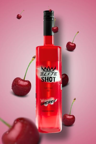 Bouteille Elite Shot saveur cerise– liqueur produite à Tahiti