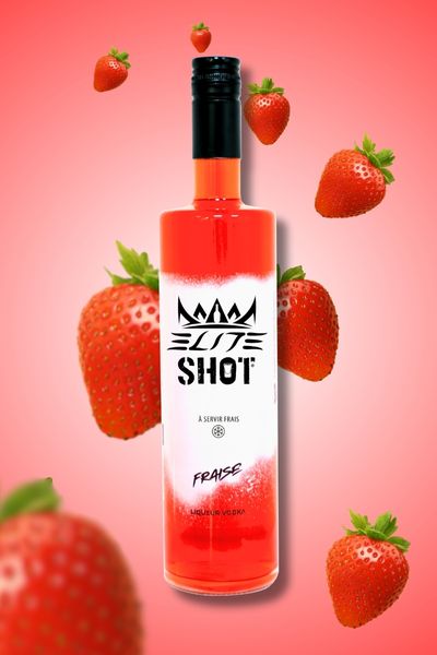 Bouteille Elite Shot saveur Fraise – liqueur produite à Tahiti