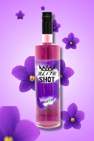 Bouteille Elite Shot saveur violette – liqueur produite à Tahiti